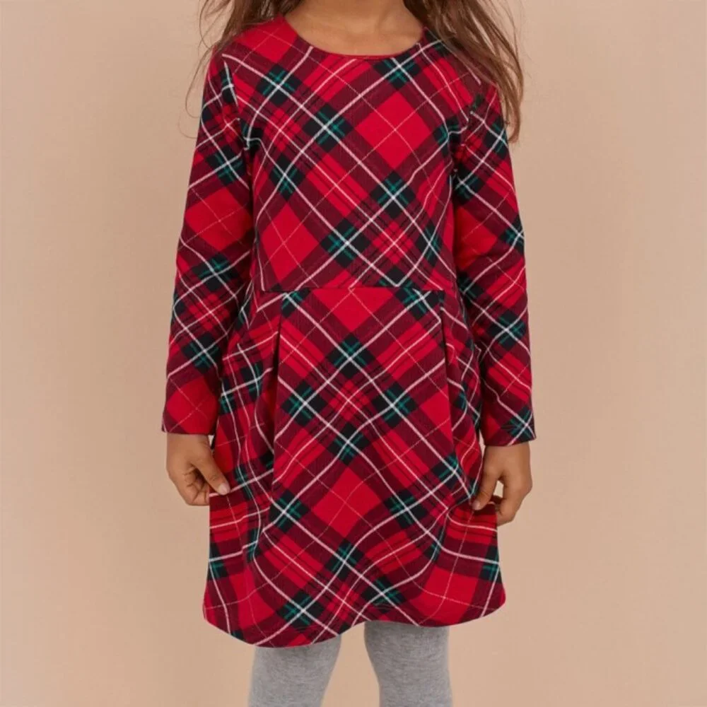 H&M Long Sleeved Tartan Dress w/ Pockets, 2-4y